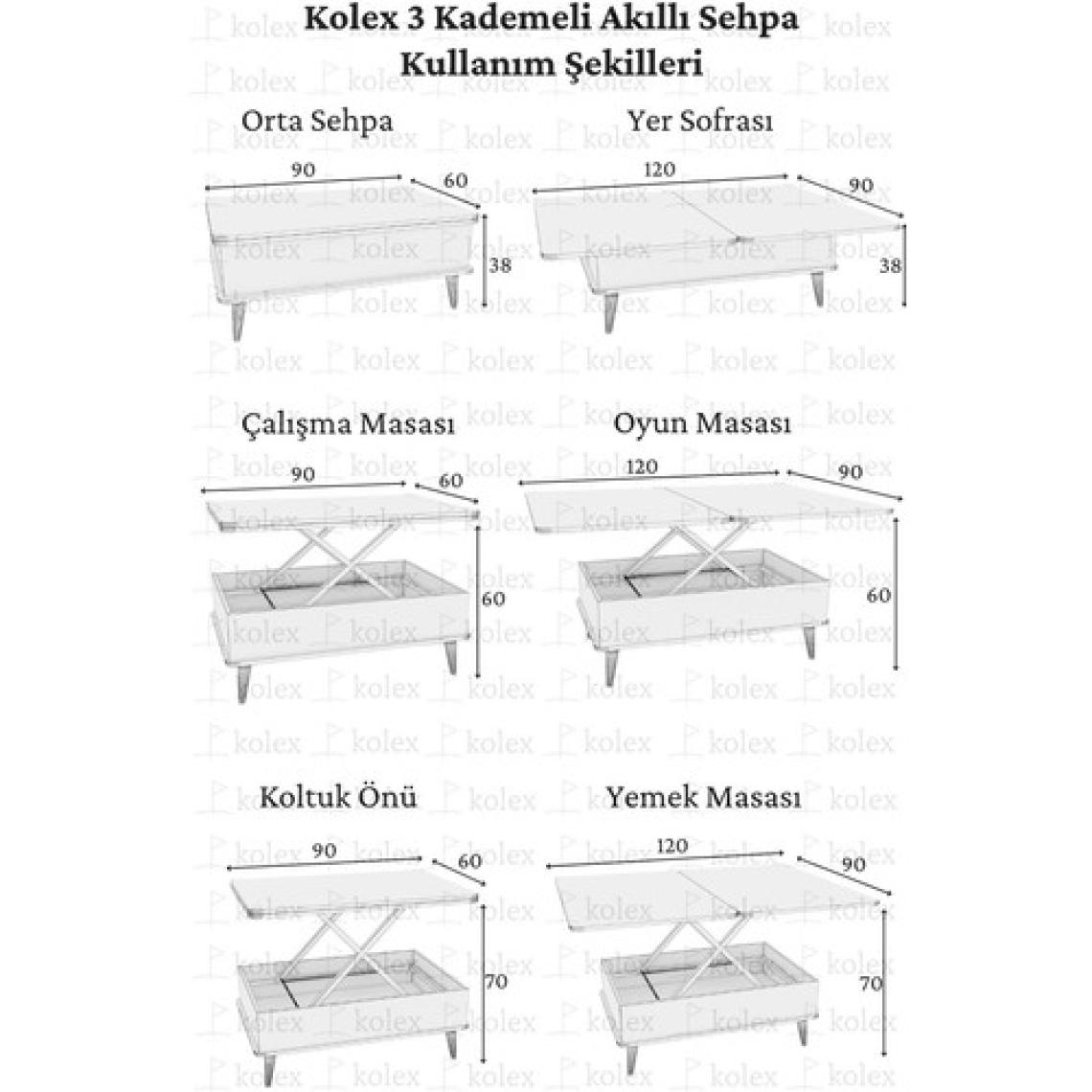 kolexonline Desensiz 3 Kademeli Akıllı Sihirli Sehpa