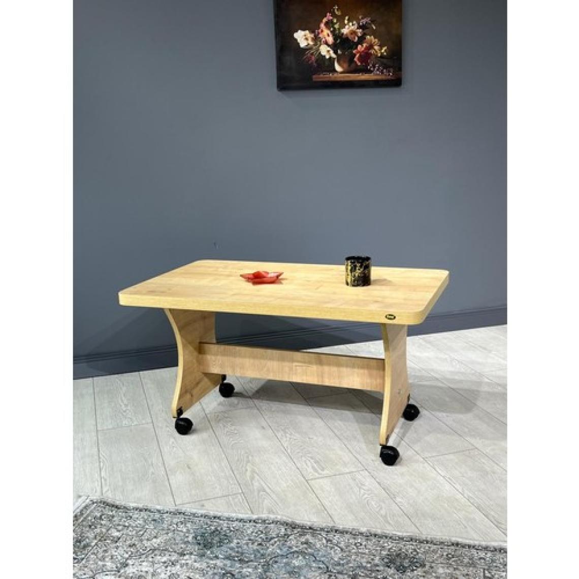 Hey Ada Tekerlekli Kavisli Köşe 100 x 60 Orta Sehpa Safir Meşe