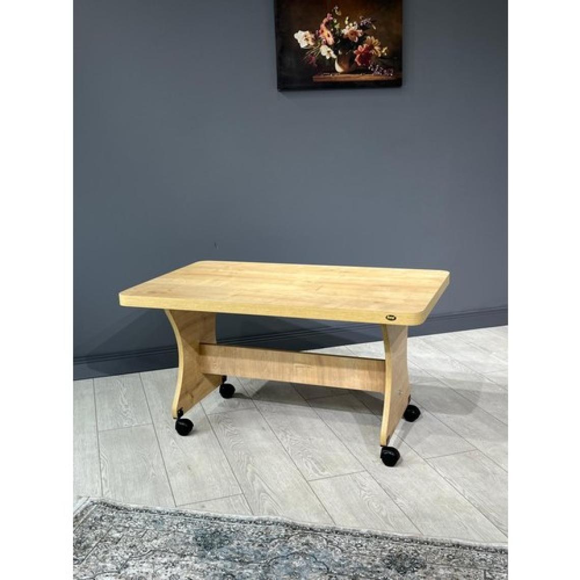 Hey Ada Tekerlekli Kavisli Köşe 100 x 60 Orta Sehpa Safir Meşe