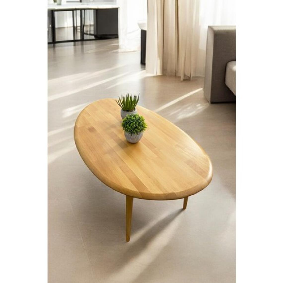 Faw Decor Asimetrik Oval Masif Ahşap Orta Sehpa