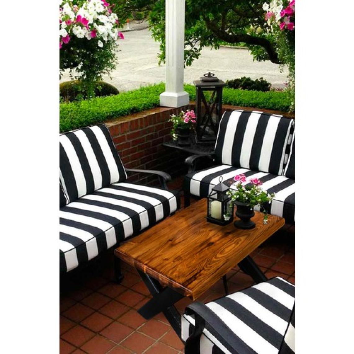 Ahşap Orta Sehpa Bahçe / Balkon Masası Siyah Ayaklı 50x73cm