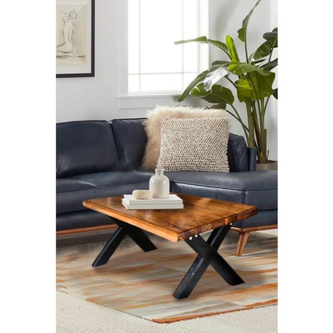 Ahşap Orta Sehpa Bahçe / Balkon Masası Siyah Ayaklı 50x73cm