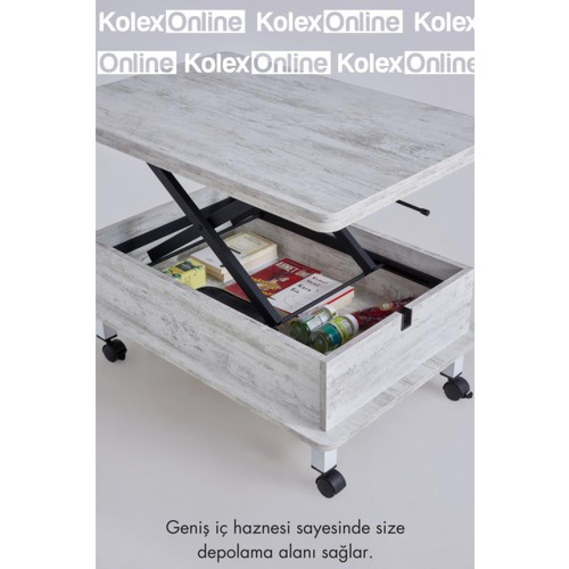 kolexonline Helsinki Akıllı Sehpa Yemek Masası, Orta Sehpa Tekerli Sehpa Sihirli Sehpa Antik Renk