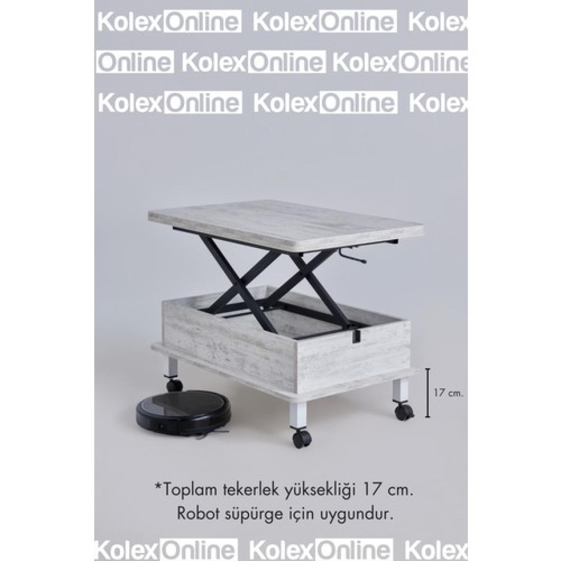 kolexonline Helsinki Akıllı Sehpa Yemek Masası, Orta Sehpa Tekerli Sehpa Sihirli Sehpa Antik Renk