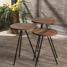 Zigon Sehpa ve Orta Sehpa Set Kr Metal Ceviz