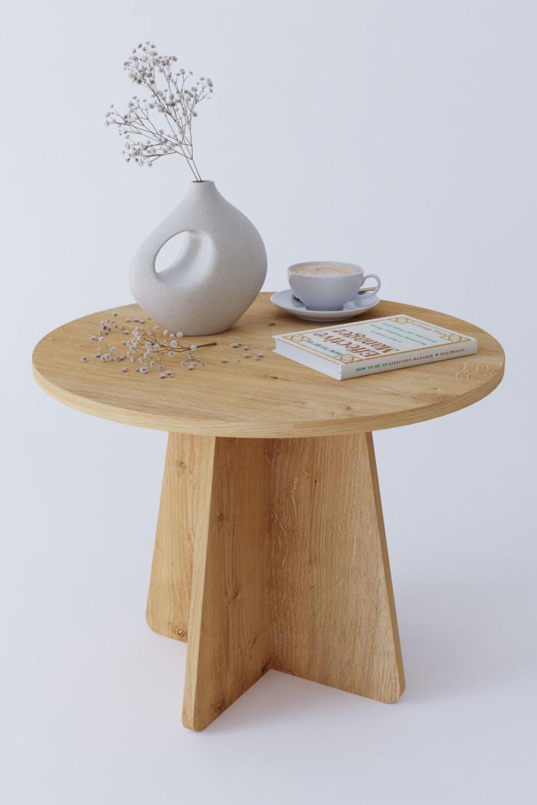 Obi Atölye Mantar Orta Sehpa Yuvarlak Orta Sehpa 58 cm - Safir Meşe