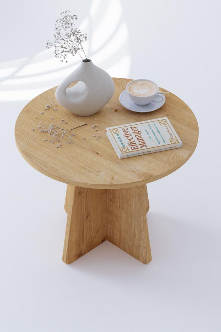 Obi Atölye Mantar Orta Sehpa Yuvarlak Orta Sehpa 58 cm - Safir Meşe