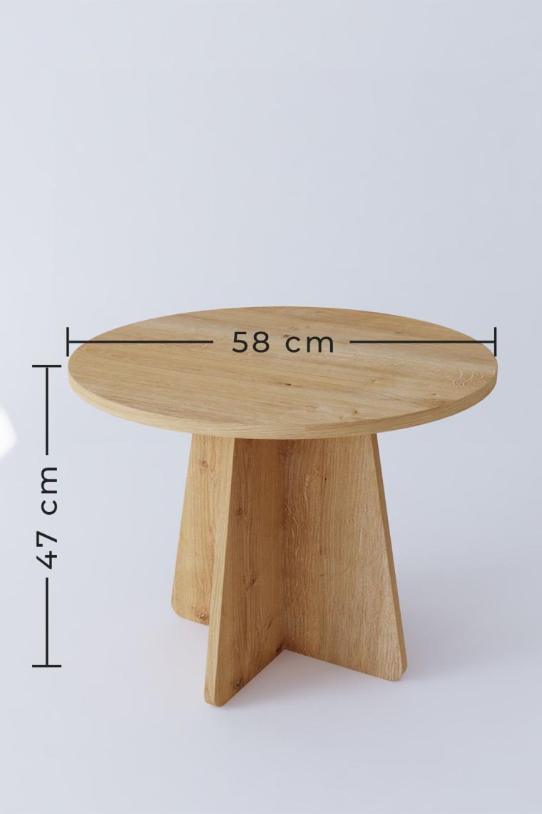 Obi Atölye Mantar Orta Sehpa Yuvarlak Orta Sehpa 58 cm - Safir Meşe