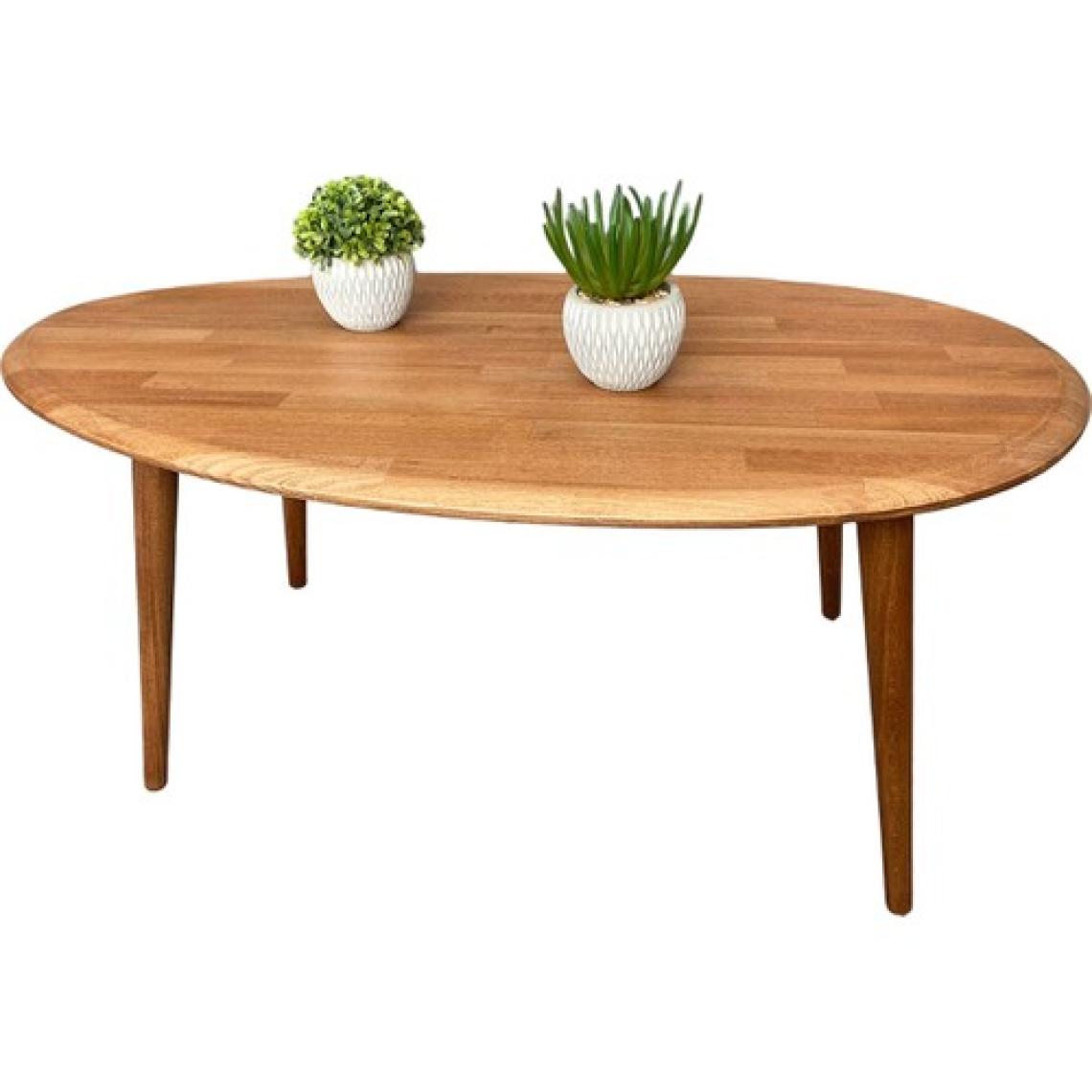 Faw Decor Asimetrik Oval Masif Ahşap Orta Sehpa