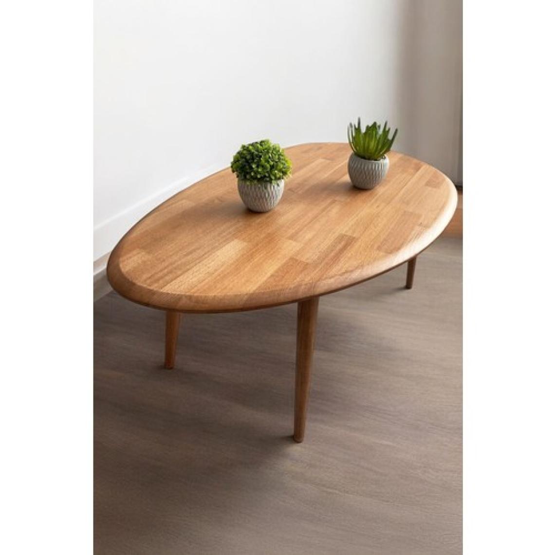 Faw Decor Asimetrik Oval Masif Ahşap Orta Sehpa
