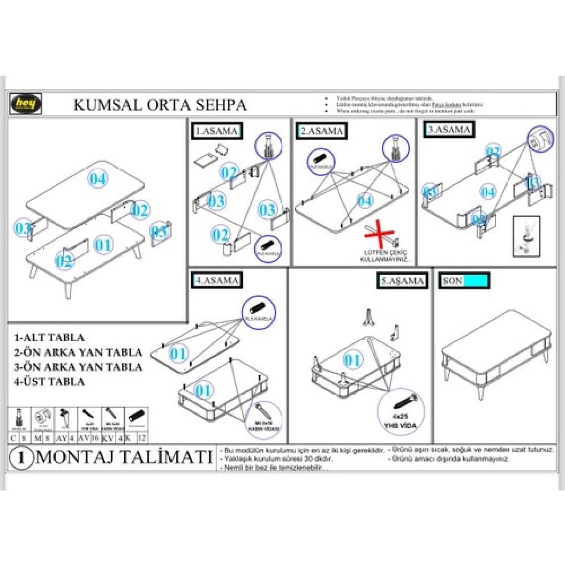 Kumsal Oval Kenar 100* 60 Orta Sehpa Beyaz-Ceviz