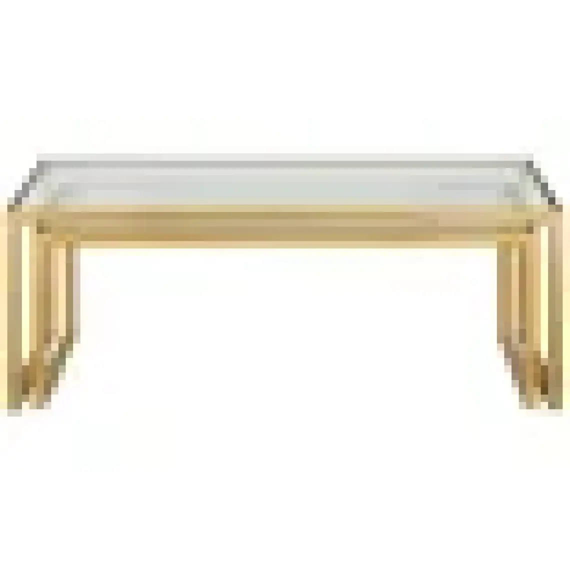 Modern Gold Renk  2’li Metal Iskeletli Temper Camlı Zigon Orta Sehpa