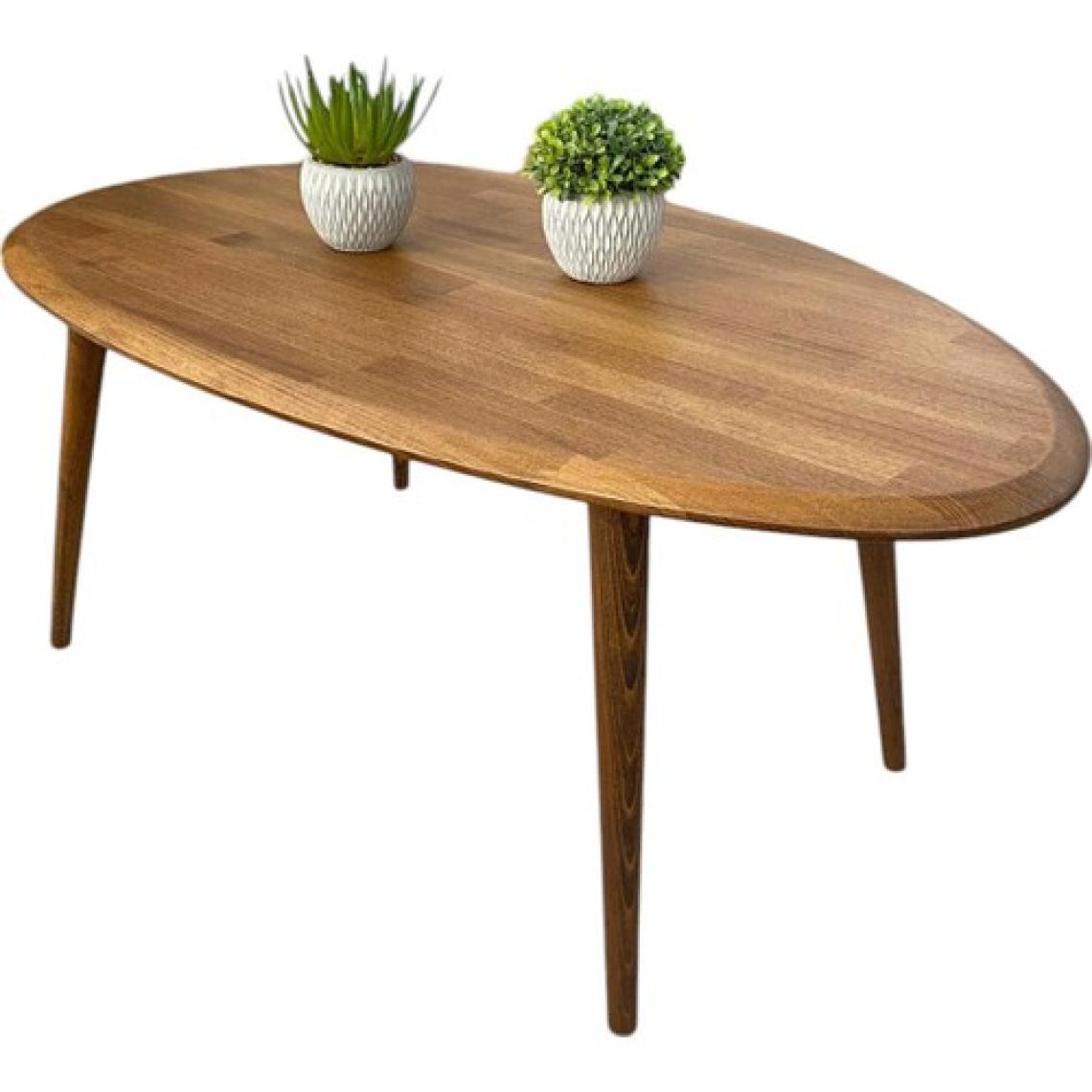 Faw Decor Asimetrik Oval Masif Ahşap Orta Sehpa