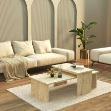 Cool Home Vera 2 ' Li Orta Sehpa , Servis Sehpası  Traverten (Mermer Desen)