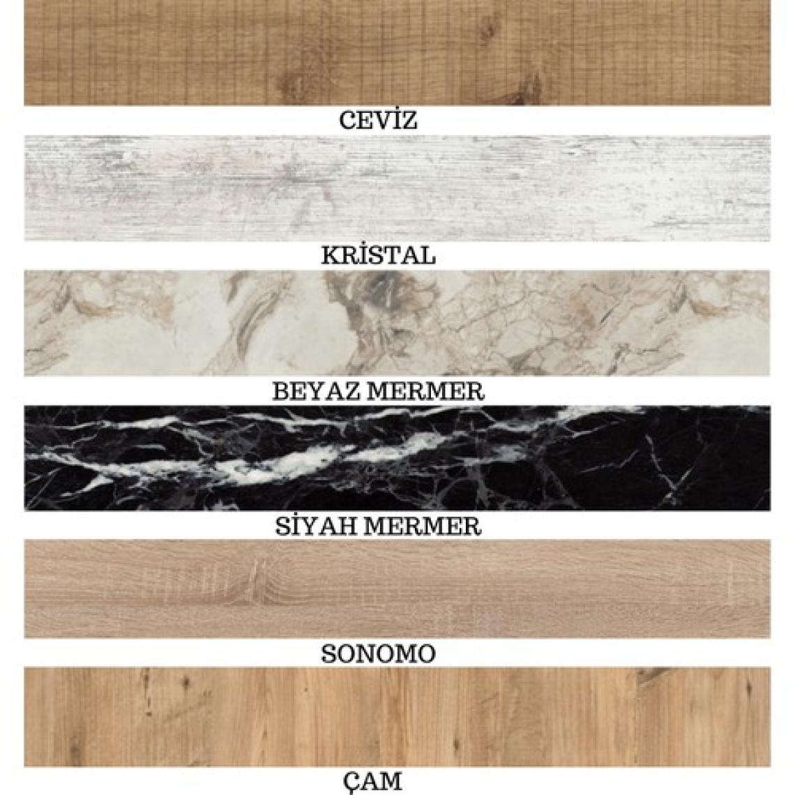 Esma Orta Sehpa Ahşap Ayaklı Sehpa - Beyaz Mermer