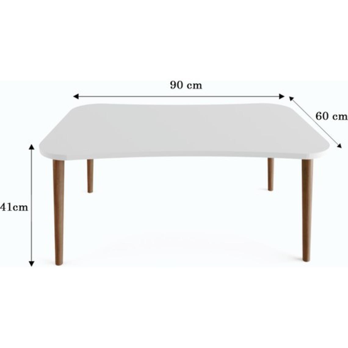 Esma Orta Sehpa Ahşap Ayaklı Sehpa - Beyaz Mermer