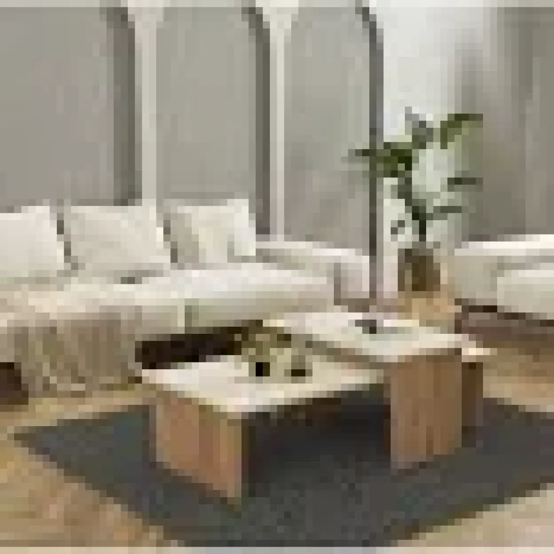 Cool Home Vera 2 ' li Orta Sehpa , Servis Sehpası Sepet - Traverten (Mermer Desen)