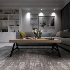 Mavi Trend Dekoratif Ahşap Orta Sehpa Metal Sehpa Siyah