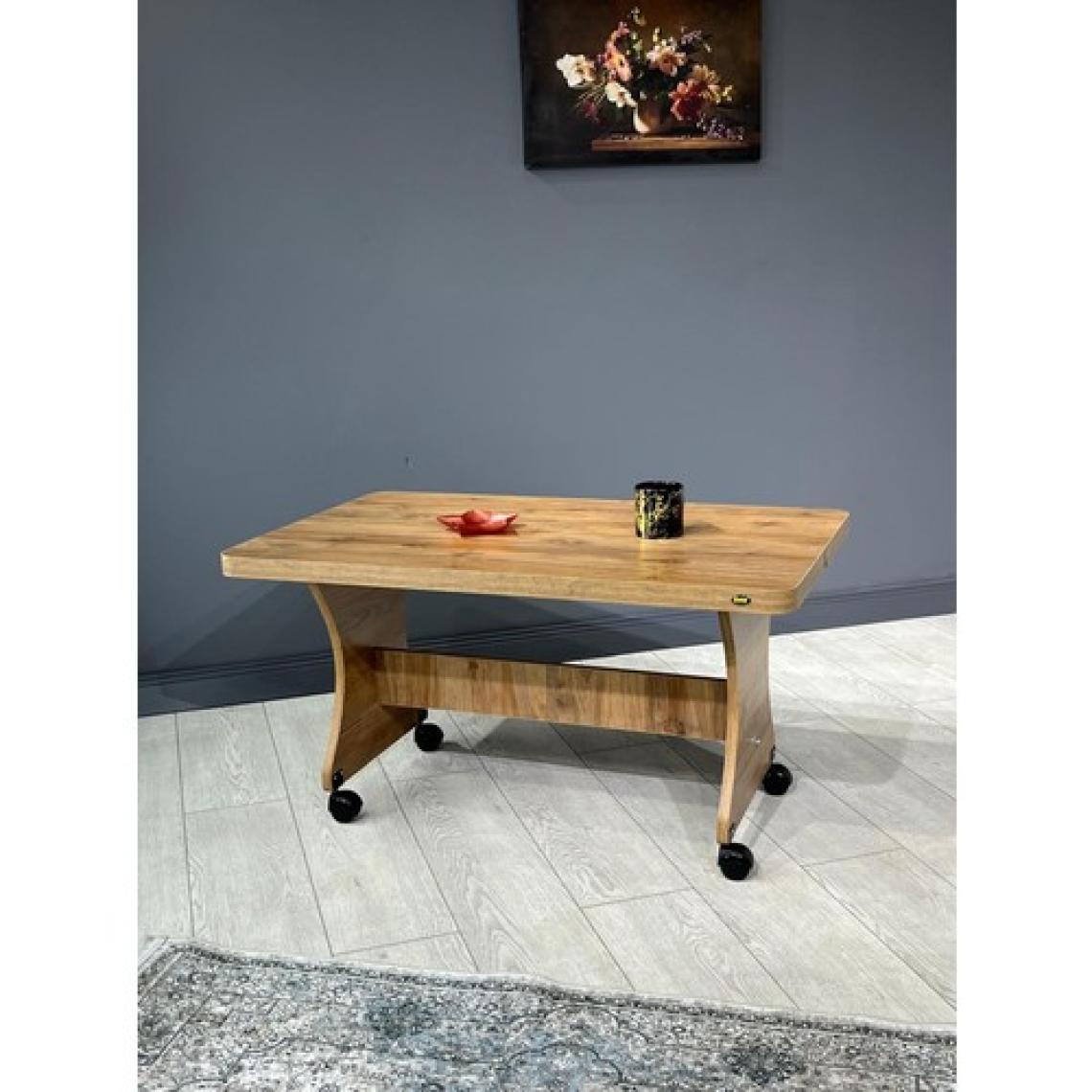 Hey Ada Tekerlekli Kavisli Köşe 100 x 60 Orta Sehpa Ceviz