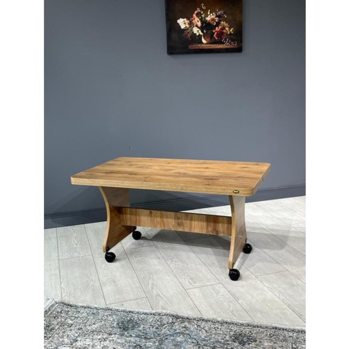 Hey Ada Tekerlekli Kavisli Köşe 100 x 60 Orta Sehpa Ceviz