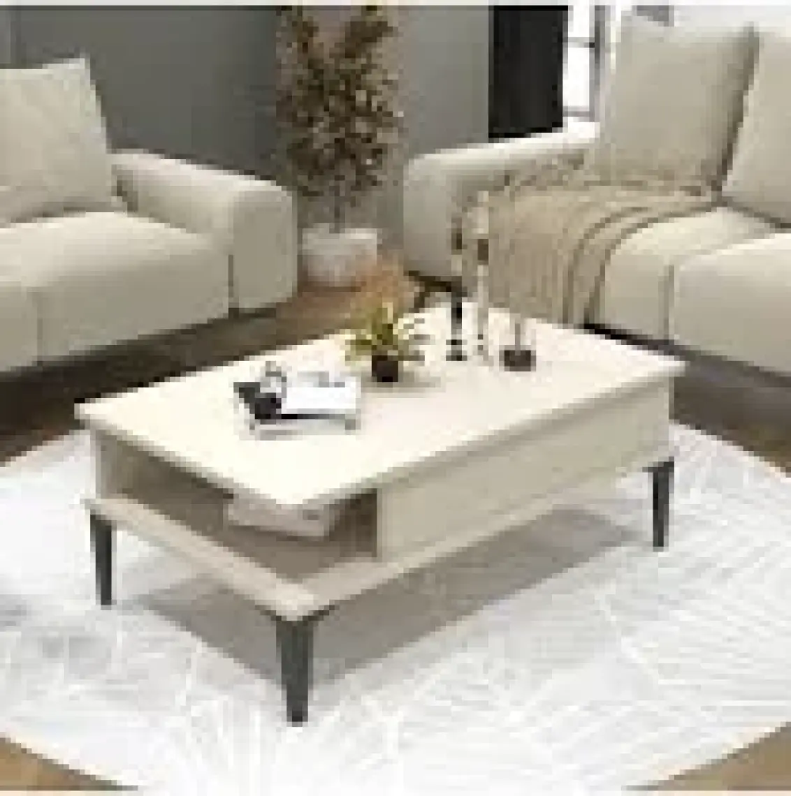Cool Home Marin Orta Sehpa , Ceviz , Çizgi Desenli , Raflı