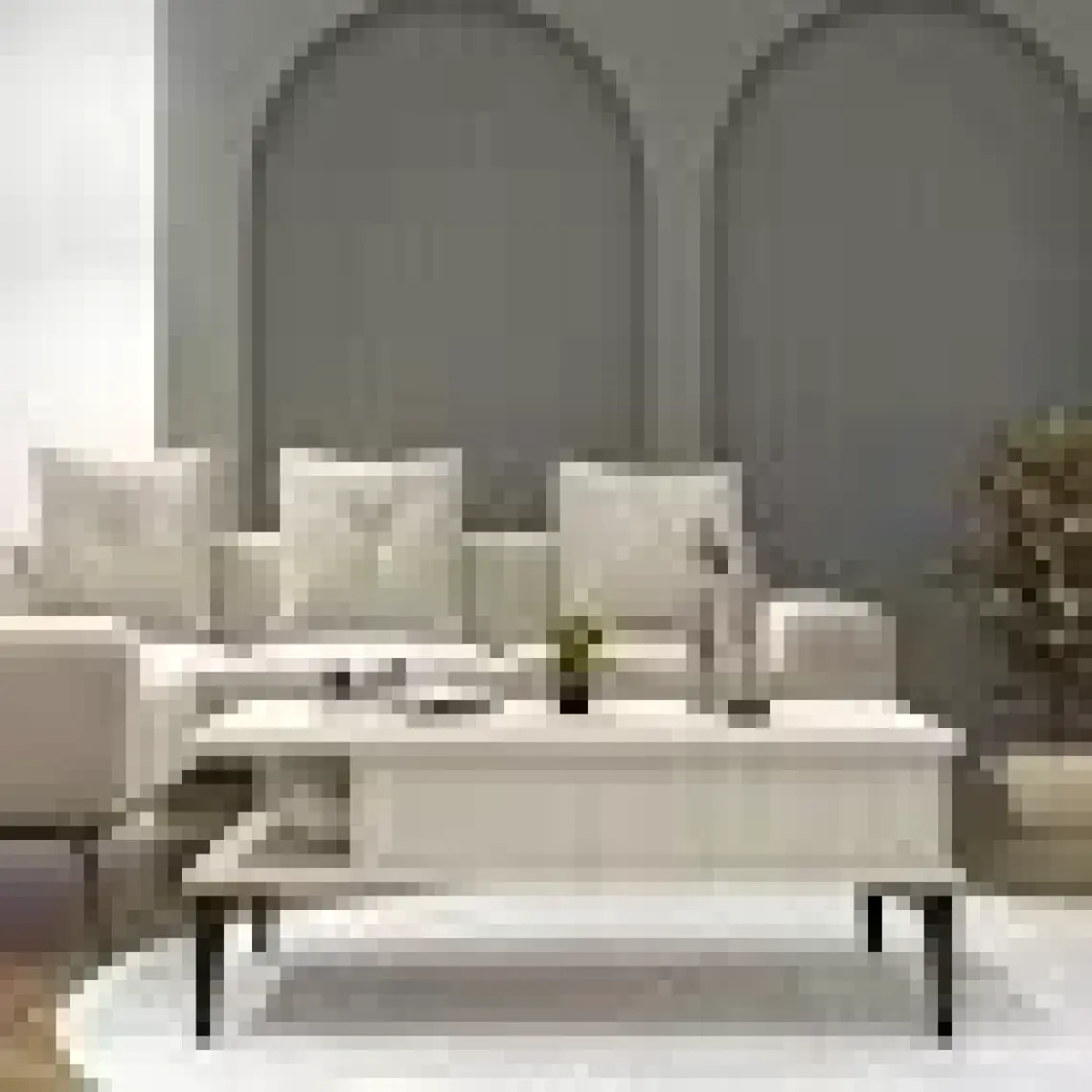 Cool Home Marin Orta Sehpa , Ceviz , Çizgi Desenli , Raflı