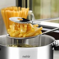 Nehir Nehir Sade Süzgeçli Kızartma Maşası - Gri - 30 cm