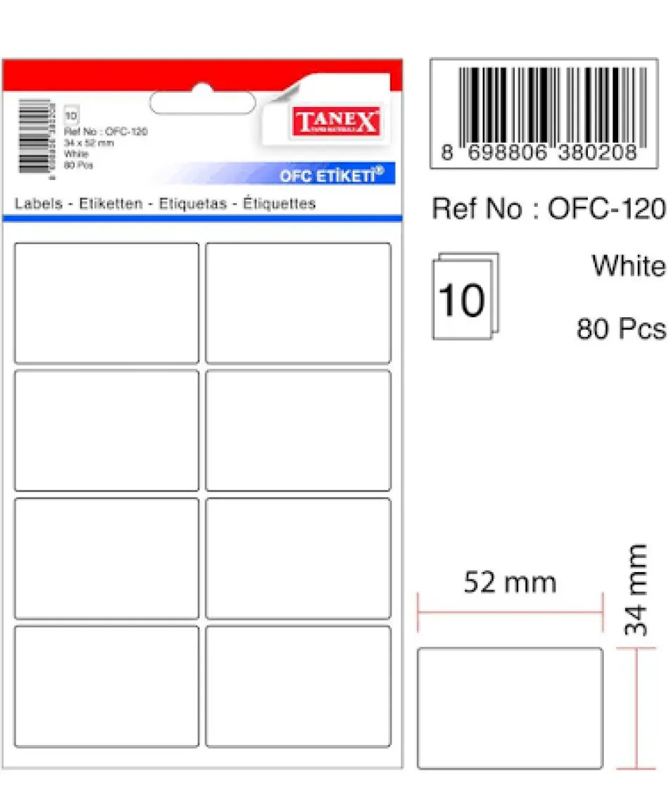 Tanex OFC-120 Beyaz Ofis Etiketi