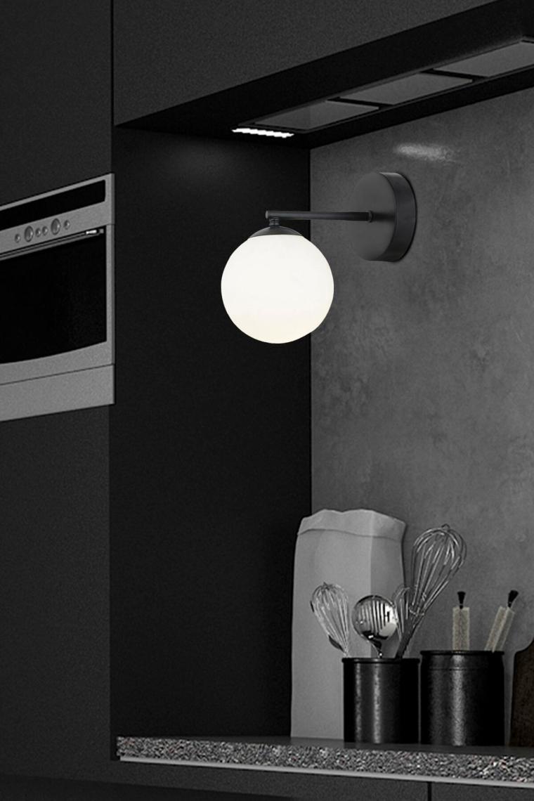 Elvin Siyah Duvar Lambası Yatak Odası-Yatak Başı-Banyo İçin Modern Retro Aplik