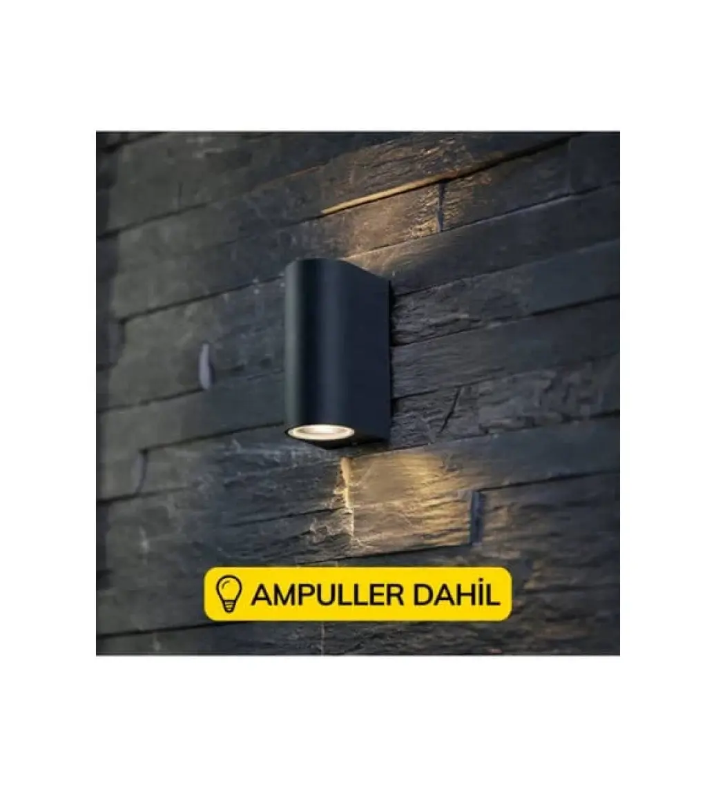 Full Reyon Çift Yönlü Dekoratif Duvar Aplik Ampuller Dahil Amber AMPUL0733813105845 - Siyah