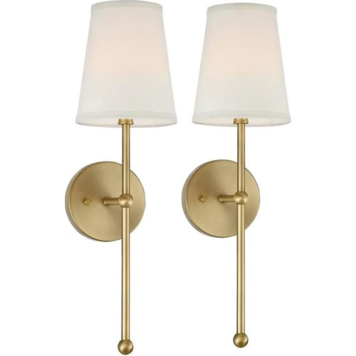 Mediterian Modern 2'li duvar aplik seti, krem ve gold tonlarında, metal, elektrikli ve kablolu kullanım