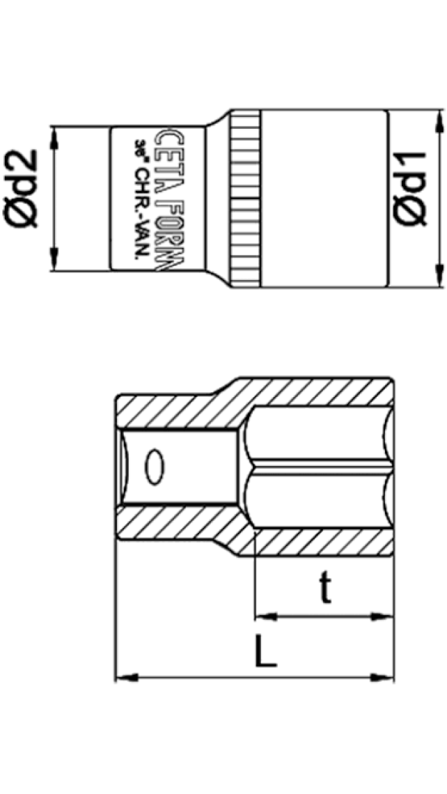 Ceta Form C12 - H16 16 mm 3/8 Lokma