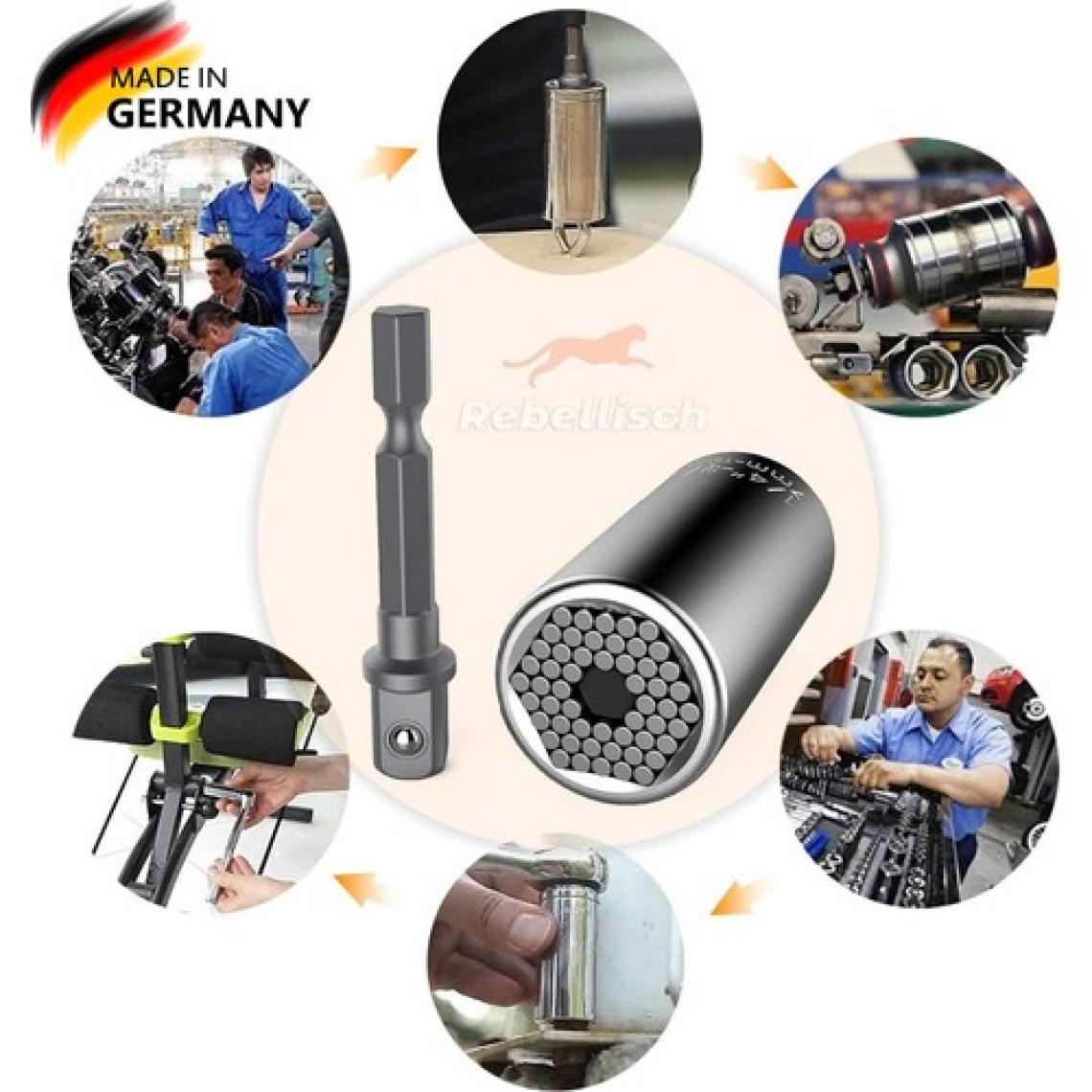 Rebellisch Germany 2'li Set Çok Amaçlı Universal Matkap Ucuna Takılan Evrensel Lokma Anahtar Takımı 7-19 MM Soket