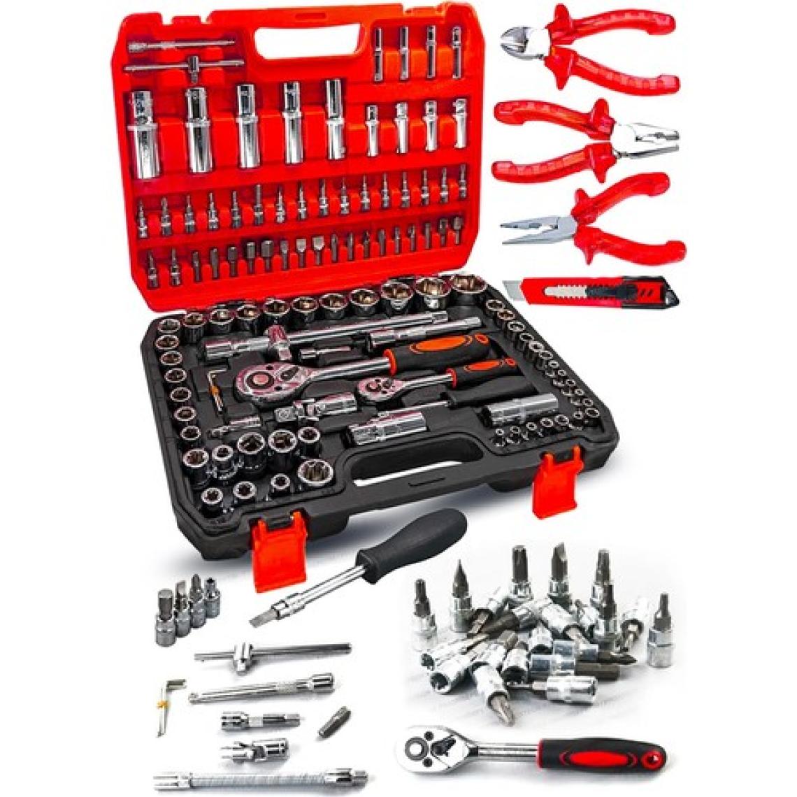 Proxtech  Profesyonel 112 Parça Çok Fonksiyonlu 1/2 ve 1/4 Cırcırlı Lokma Anahtar Takımı Bits Uç Penseli Set