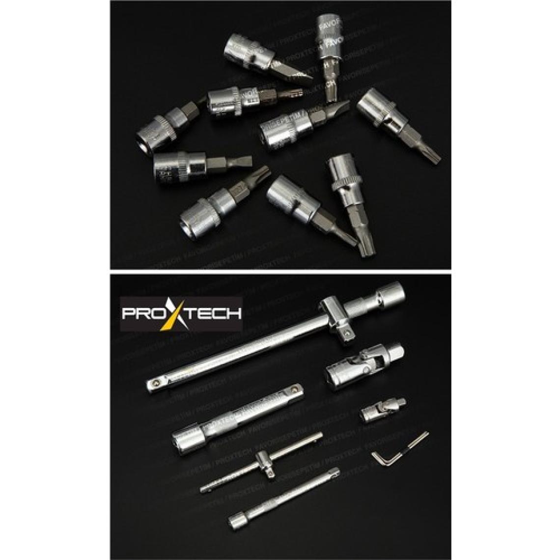 Proxtech  Profesyonel 112 Parça Çok Fonksiyonlu 1/2 ve 1/4 Cırcırlı Lokma Anahtar Takımı Bits Uç Penseli Set