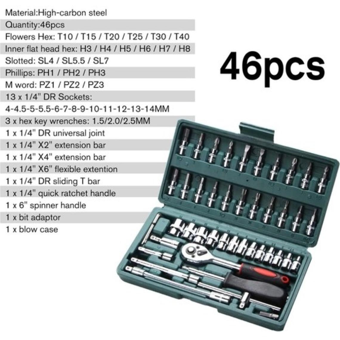 Depolife 46 Parça Mini Lokma Takımı Otomatik Cırcırlı 1/4" Wrench Set Yüksek Kalite Kombinasyon Alet Seti