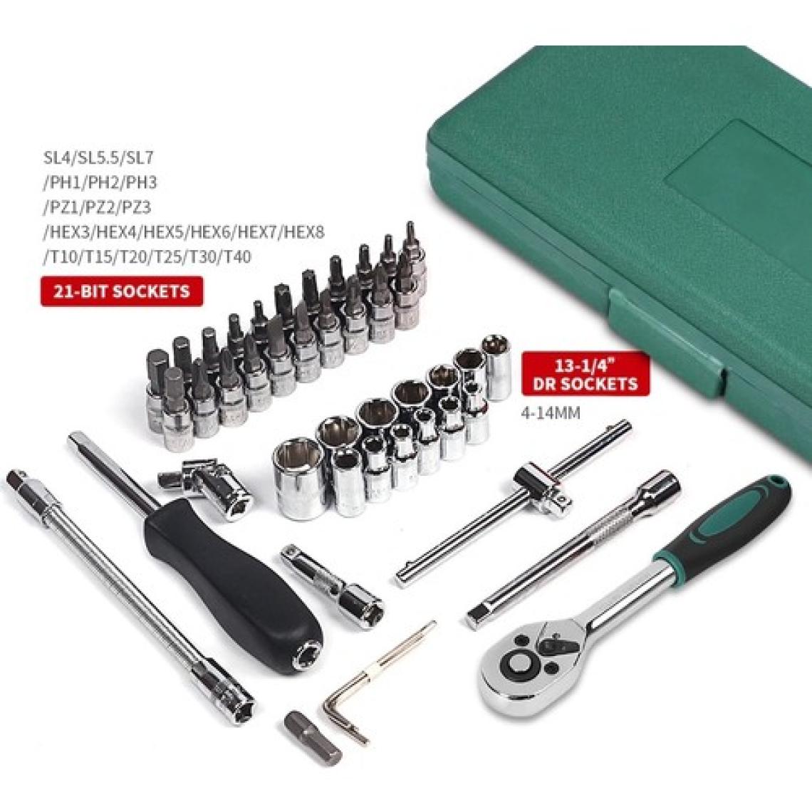 Depolife 46 Parça Mini Lokma Takımı Otomatik Cırcırlı 1/4" Wrench Set Yüksek Kalite Kombinasyon Alet Seti