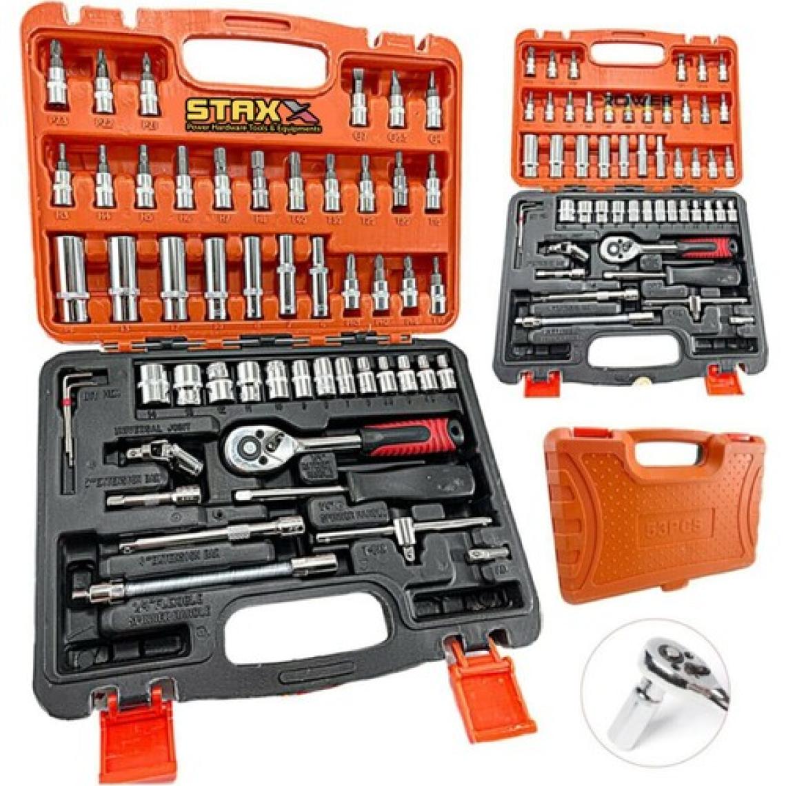 Staxx Power Germany Cr-V Max 1/4 Cırcırlı Lokma Anahtar Takımı Bits Uç Seti 53 Parça Tam Set