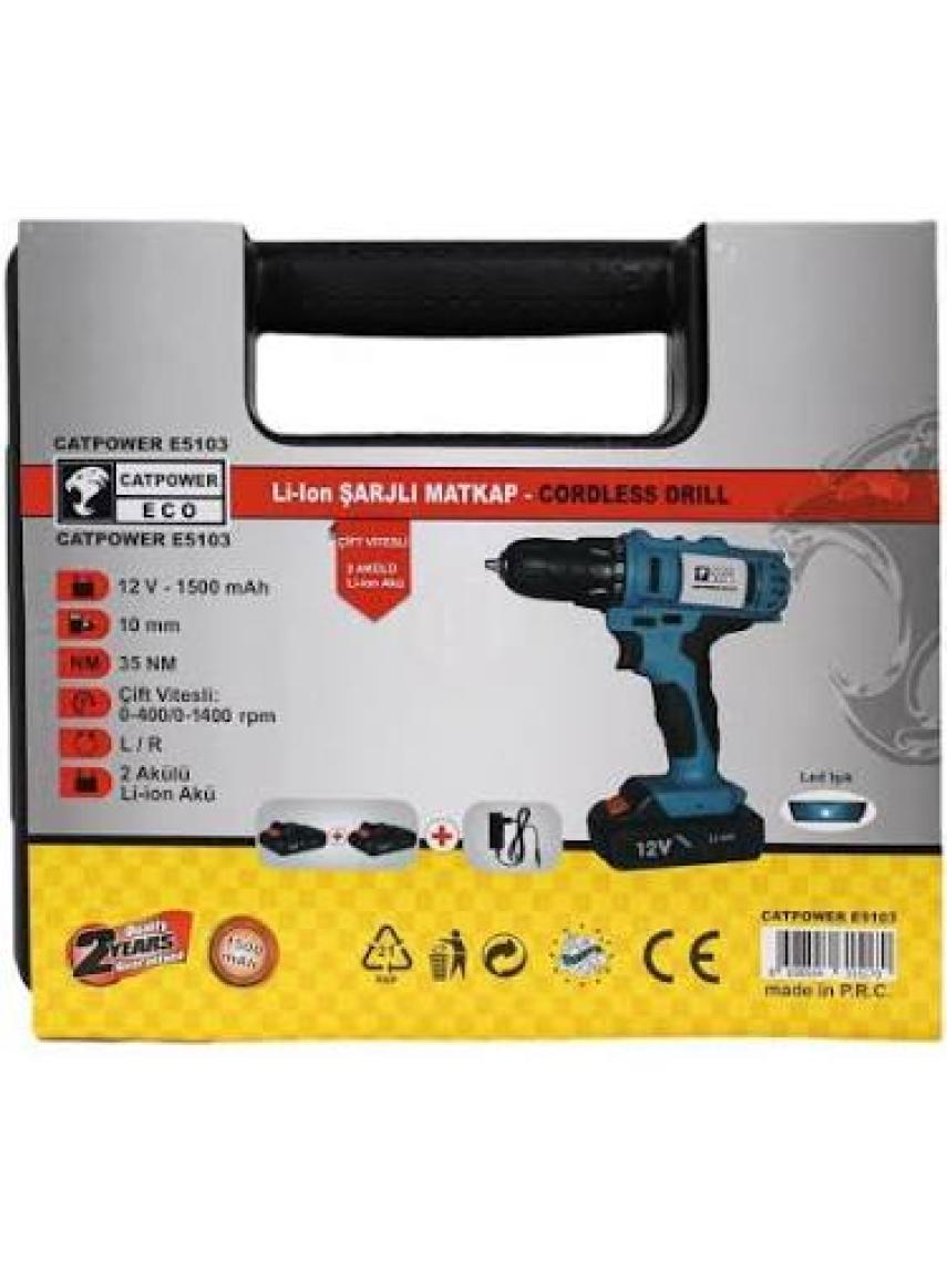 CATPOWER  E5103 Li-Ion Çift Akülü Vidalama Şarjlı Matkap 12V 1.5AH