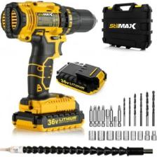 Stilmax Xr 36 V 5 Ah Darbeli Çift Li-On Akülü Şarjlı Vidalama Matkap + 27 Parça Usta Seti