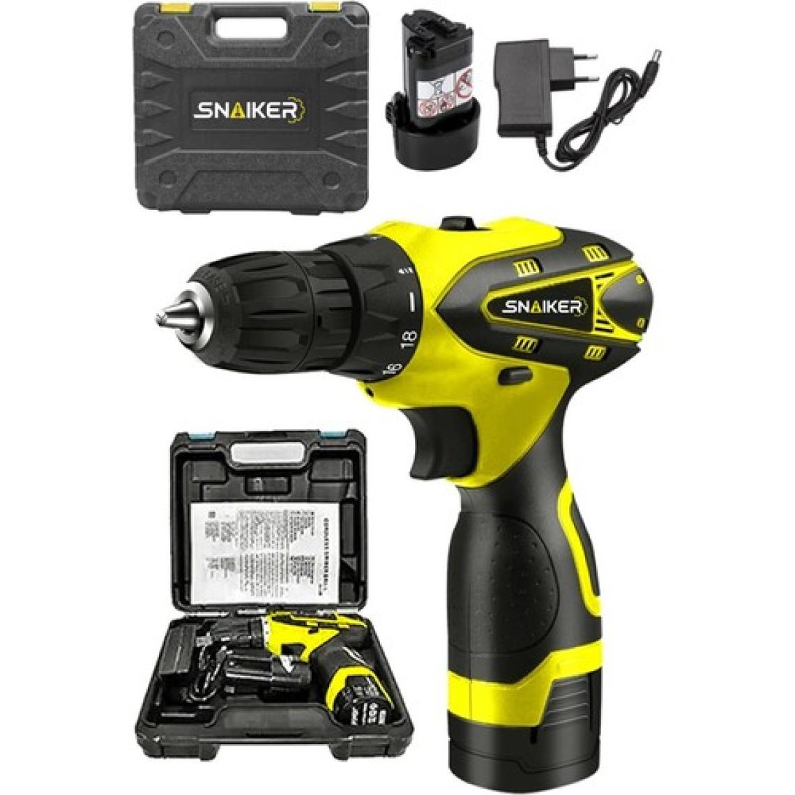 Snaiker Titan Series 12 V  Sjs Çift Metal Şanzuman Çift Akülü Şarjlı Vidalama Matkap Sarı Ar