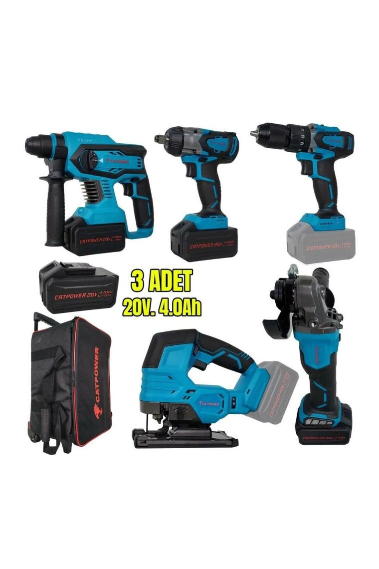 Catpower 4150 Akülü 5'li Alet Seti (Kömürsüz Motor) 3 Adet 4 Ah Akü