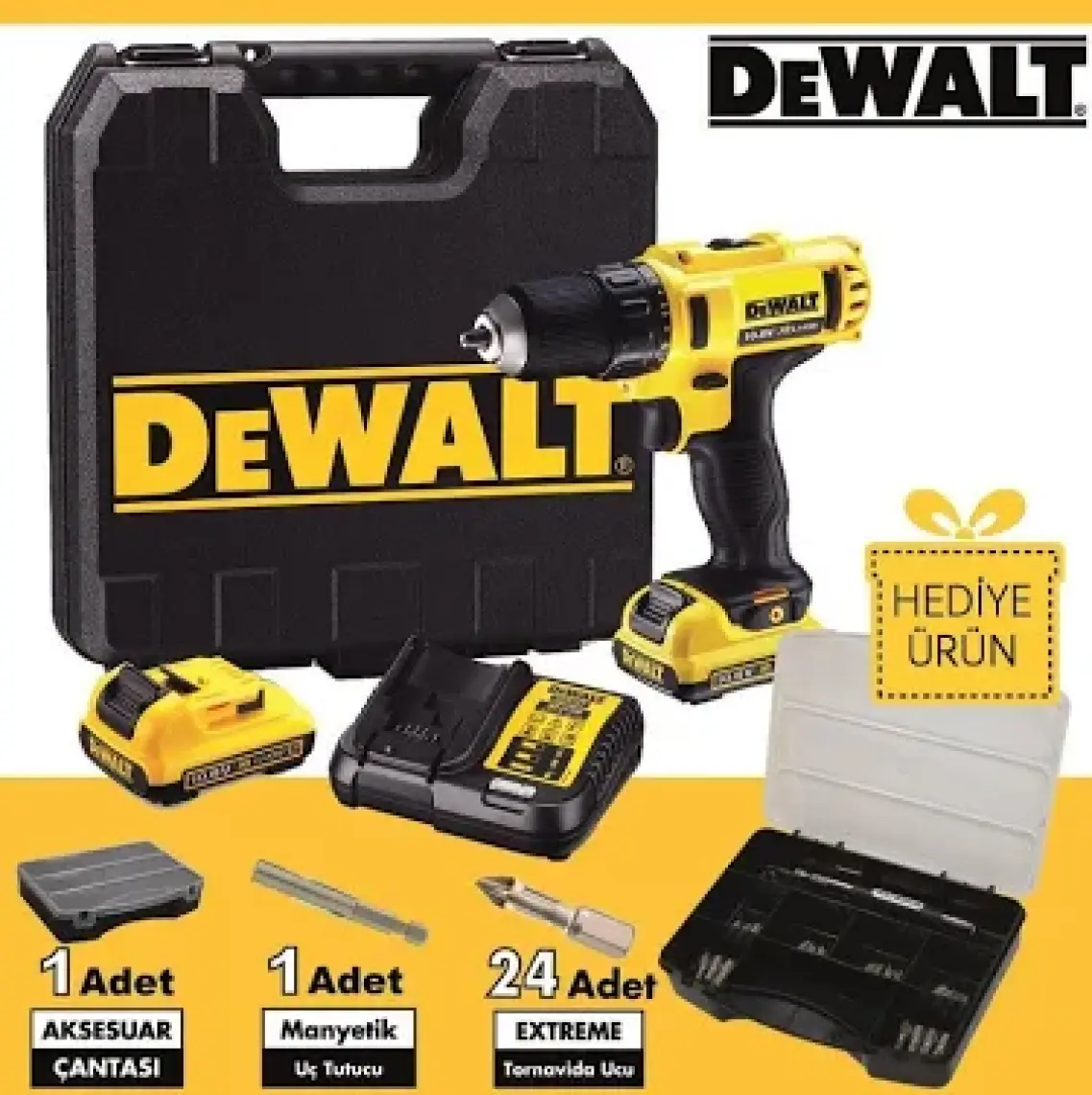Dewalt DCD710D2 Vidalama Matkabı Şarjlı 10.8 Volt 2.0Ah
