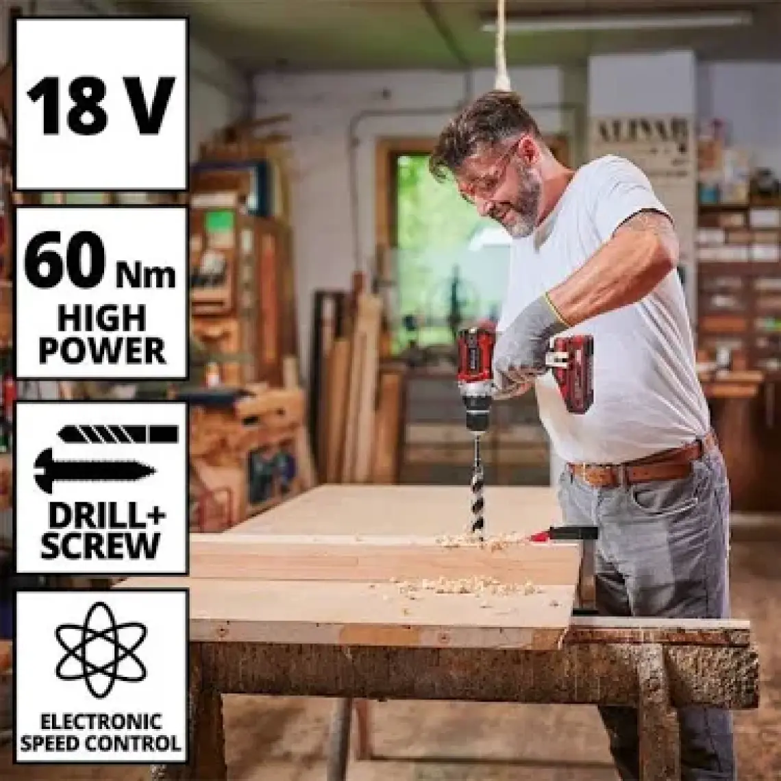 Einhell Professional Akülü Vidalama TP-CD 18/60 Li BL - Solo Power X-Change (Li-Ion, 18 V, kömürsüz motor, 13 mm metal mandren, 2 vitesli şanzıman, akü ve şarj cihazı dahil değildir)   - 4514210