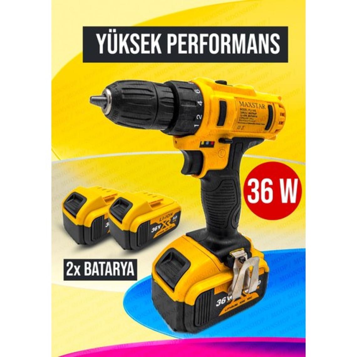 Maxstar Darbesiz 36 V Lı-On Çift Akülü Şarjlı Matkap Vidalama Full Setli Çantalı