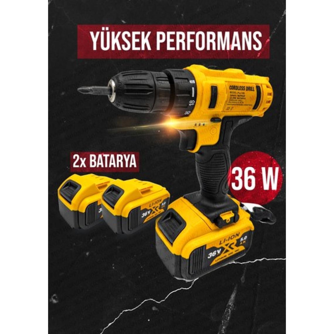 Maxstar Darbesiz 36 V Lı-On Çift Akülü Şarjlı Matkap Vidalama Full Setli Çantalı