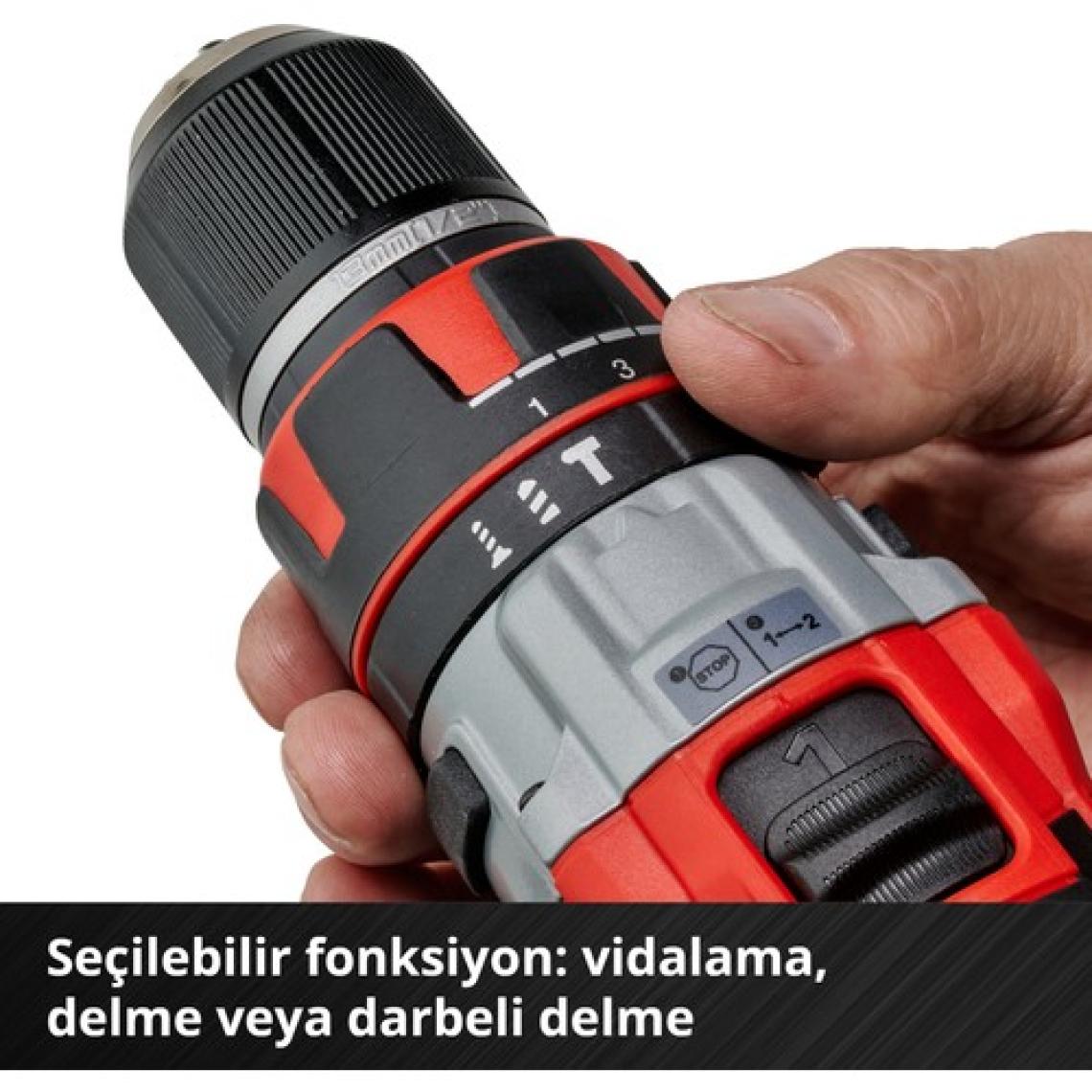 Einhell TE-CD 18 Li-i Kömürsüz Power X-Change Akülü Darbeli Vidalama (darbe fonksiyonlu, Li-Ion, 18 V, 2 hız, 60 Nm, LED ışık, çanta, 2x 2,0 Ah akü ve şarj cihazı dahildir) - 4513861