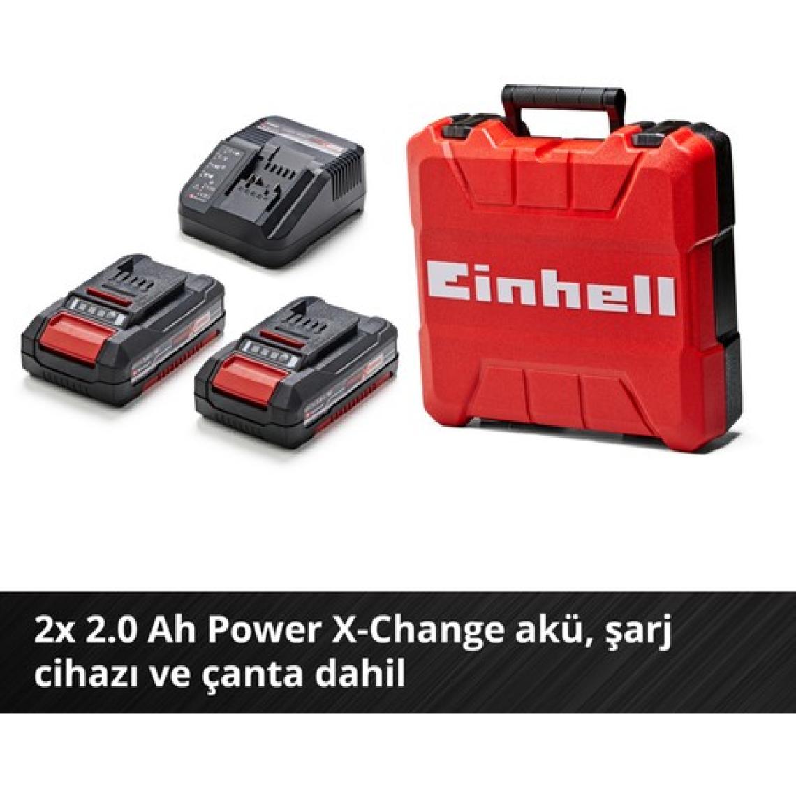 Einhell TE-CD 18 Li-i Kömürsüz Power X-Change Akülü Darbeli Vidalama (darbe fonksiyonlu, Li-Ion, 18 V, 2 hız, 60 Nm, LED ışık, çanta, 2x 2,0 Ah akü ve şarj cihazı dahildir) - 4513861