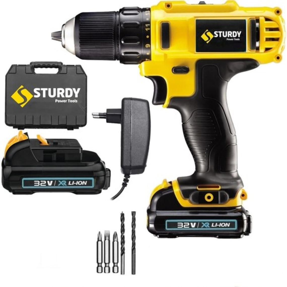 Sturdy Power Tools 32 Volt 5.0 Amper Çift Akülü 5 Parça Uç Setli Şarjlı Vidalama Matkap