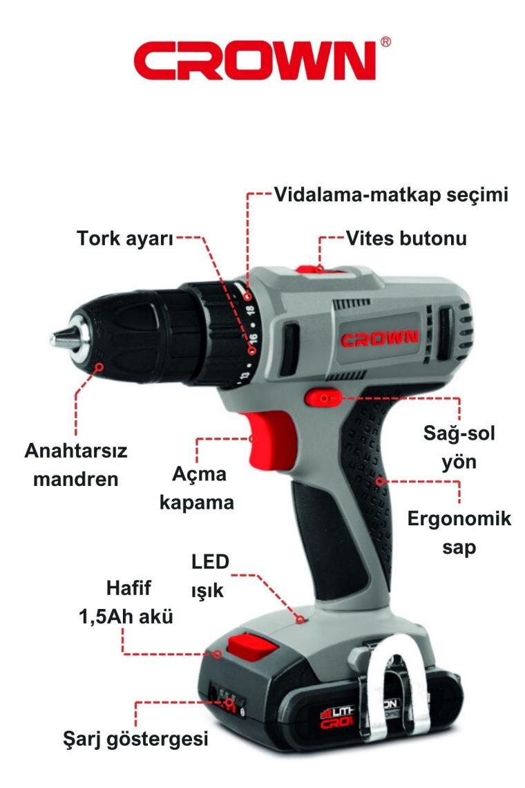 Crown Akülü Vidalama 14.4V-1.5AH CT21055L-1.5 Bmc